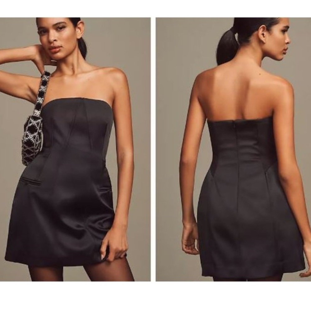 Absolutely stunning Anthropologie strapless corset mini dress in classic black 🖤